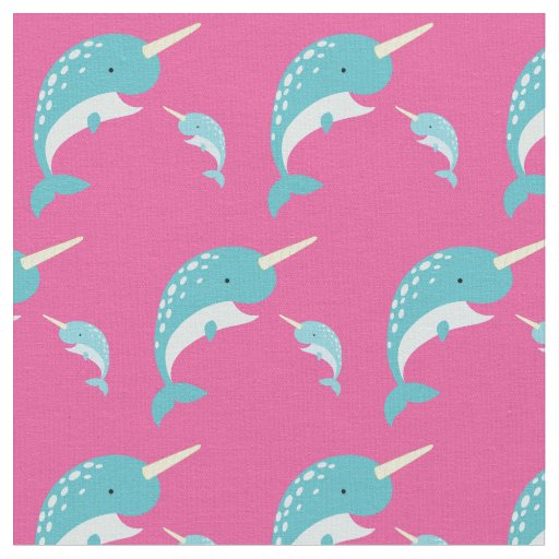 Narwhals Cute Cartoon Kids Pink Girls Fabric