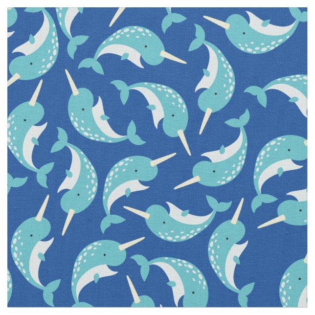 Narwhals Cute Kids Baby Nursery Fabric (Close Up)