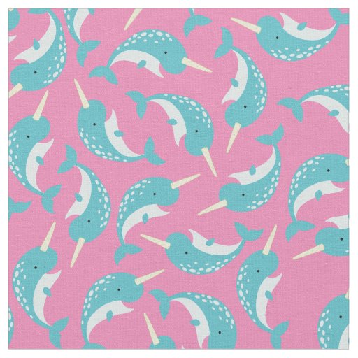 Narwhals Cute Kids Baby Nursery Pink Girls Fabric