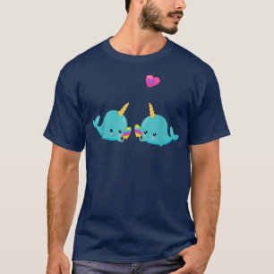 Narwhals Eating Rainbow Popsicles Unicorns of the  T-Shirt