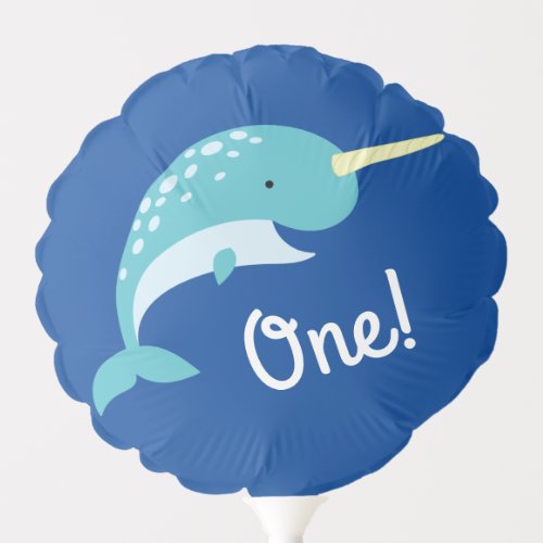 Narwhals Ocean Cute 1st Birthday Party Theme Balloon