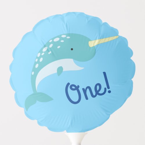 Narwhals Ocean Cute 1st Birthday Party Theme Balloon