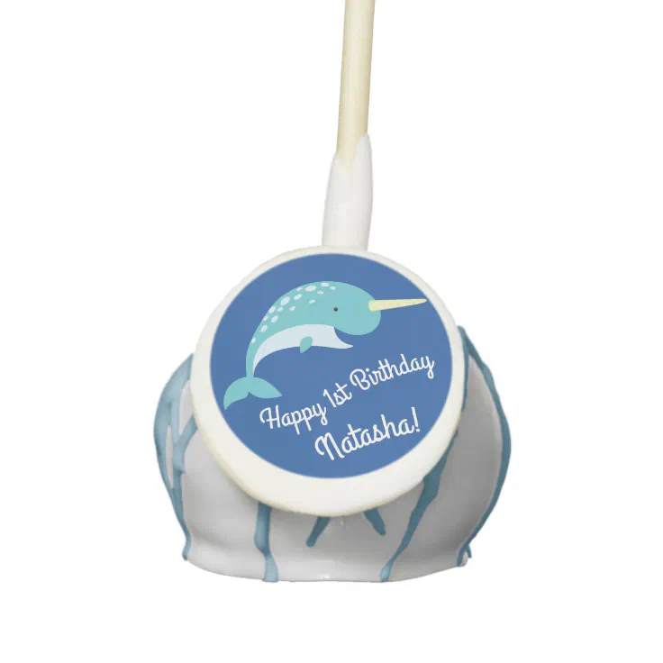 Narwhals Ocean Cute 1st Birthday Party Theme Cake Pops | Zazzle