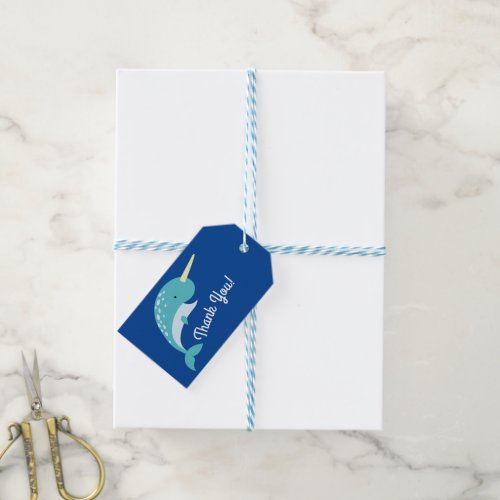 Narwhals Ocean Cute 1st Birthday Party Theme Gift Tags