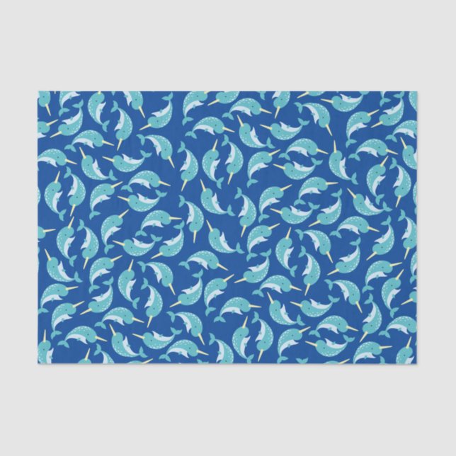 Narwhals Ocean Cute 1st Birthday Party Theme Tissue Paper (Front)