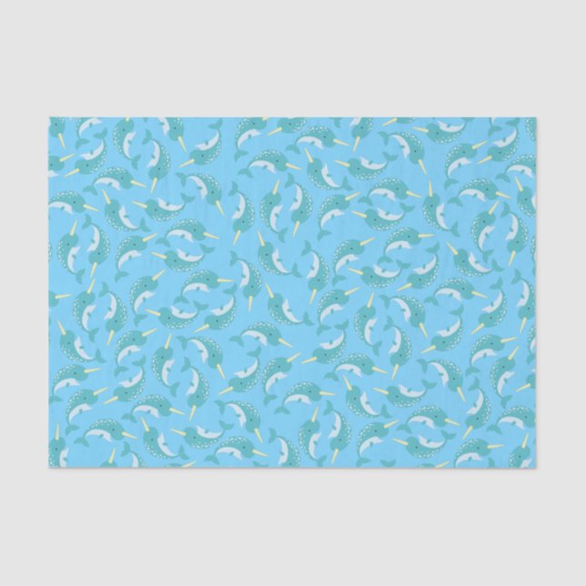 Narwhals Ocean Cute 1st Birthday Party Theme Tissue Paper (Front)