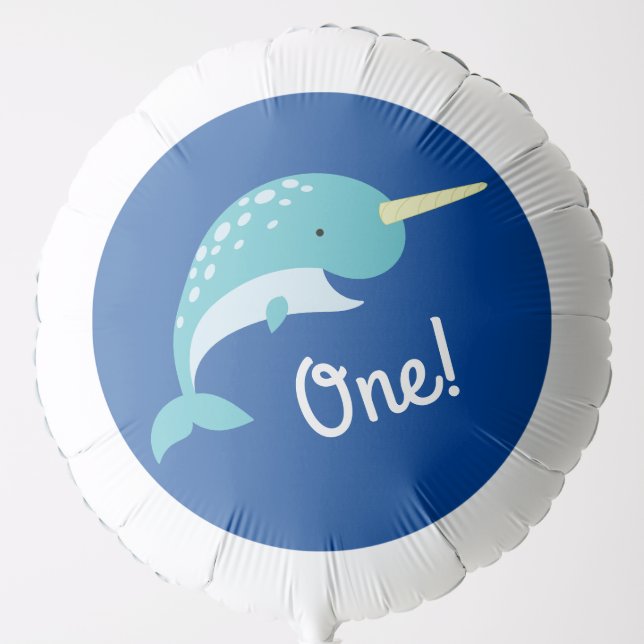 Narwhals Ocean Kid's Birthday Party Balloon (Front)
