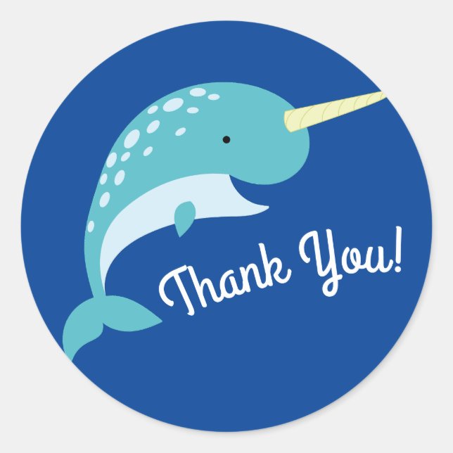 Narwhals Ocean Kid's Birthday Party Classic Round Sticker (Front)