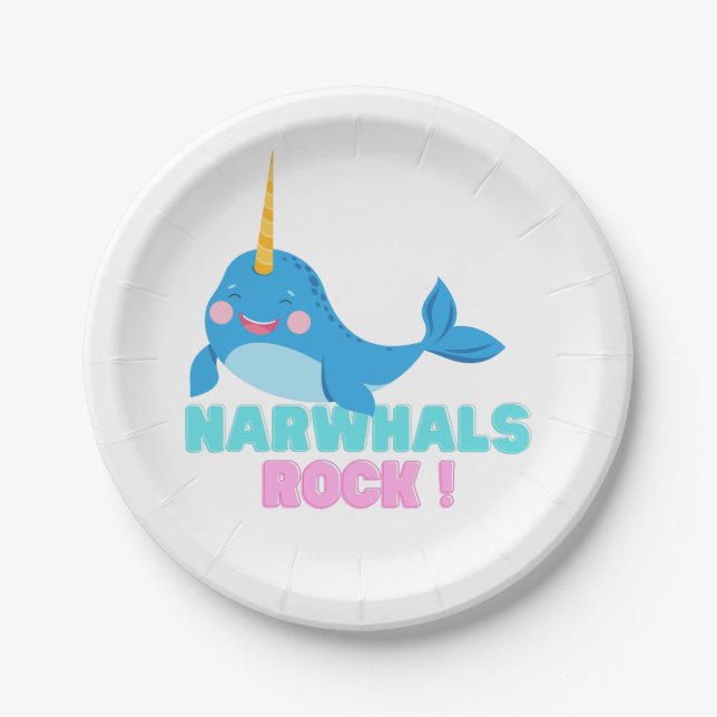 Narwhals Rock! Paper Plates (Front)