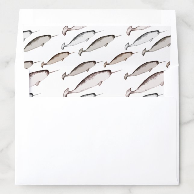 Narwhals Swim - Narwhal Pattern Whale Lover Gift   Envelope Liner (In Envelope)