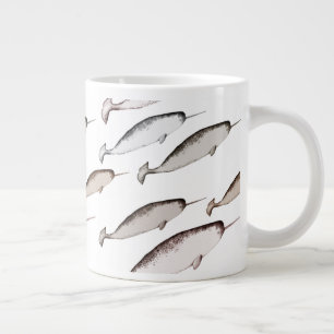 Narwhals Swim - Narwhal Pattern Whale Lover Gift Giant Coffee Mug