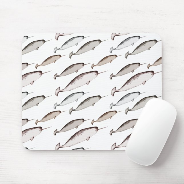 Narwhals Swim - Narwhal Pattern Whale Lover Gift   Mouse Pad (With Mouse)