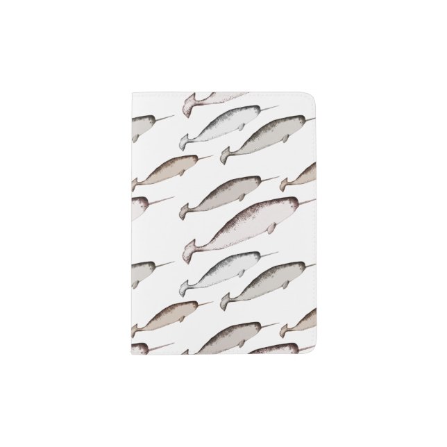 Narwhals Swim - Narwhal Pattern Whale Lover Gift   Passport Holder (Front)