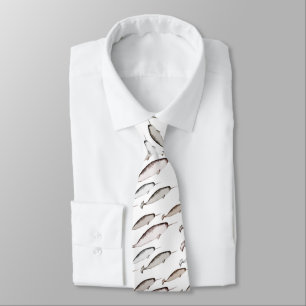 Narwhals Swim - Narwhal Pattern Whale Lover White Neck Tie