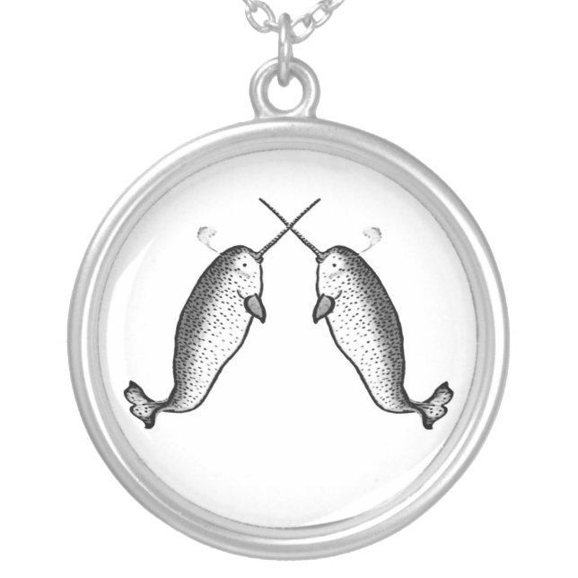 Narwhals unite! silver plated necklace (Front)