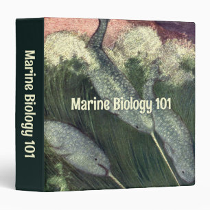 Narwhals, Vintage Marine Life Whales Ocean Animals 3 Ring Binder