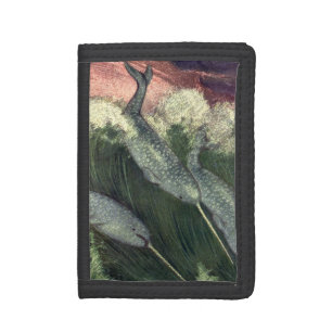 Narwhals, Vintage Marine Life Whales Ocean Animals Tri-fold Wallet