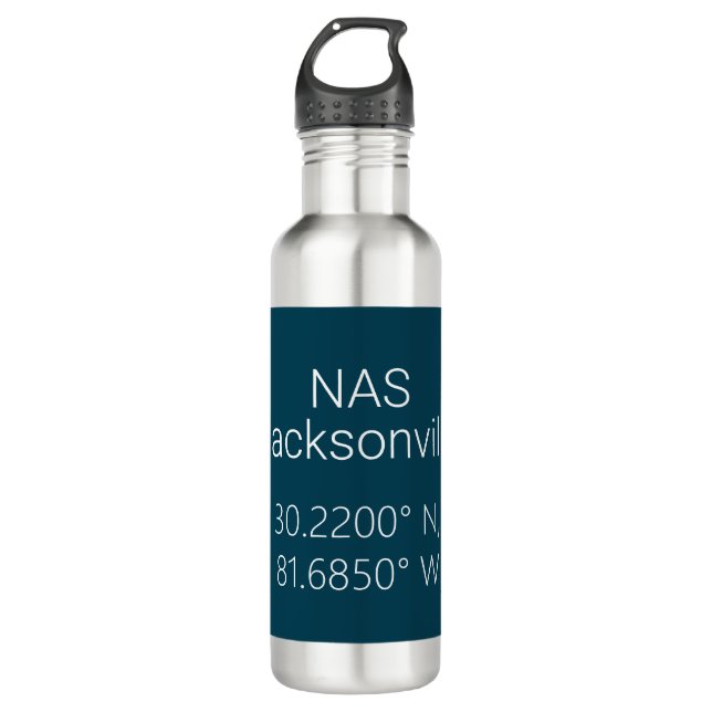 NAS Jacksonville Latitude Longitude  Stainless Steel Water Bottle (Front)