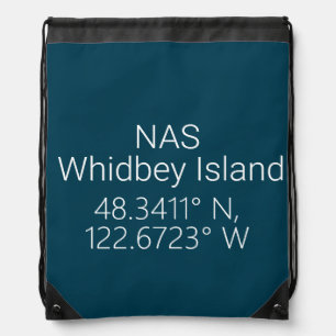 NAS Whidbey Island Latitude Longitude Drawstring Bag