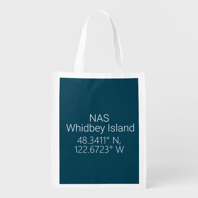 NAS Whidbey Island Latitude Longitude  Grocery Bag (Front)