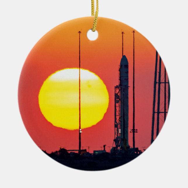 NASA Antares Rocket Sunrise Launch Ceramic Ornament (Front)