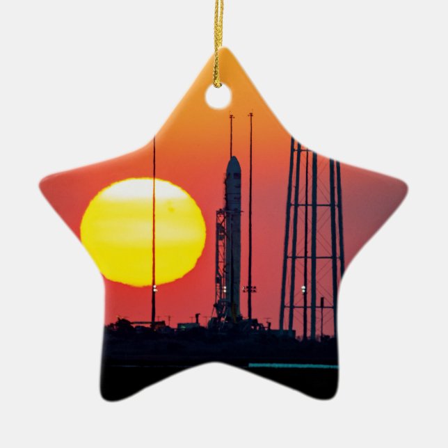 NASA Antares Rocket Sunrise Launch Ceramic Ornament (Front)