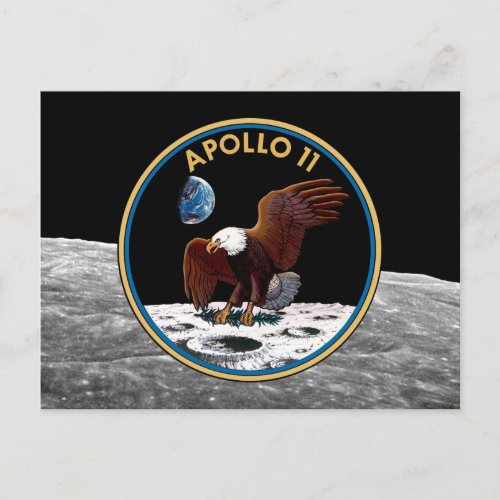 NASA Apollo 11 Moon Landing Lunar Patch Insignia Postcard