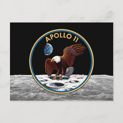 NASA Apollo 11 Moon Landing Lunar Patch Insignia Postcard