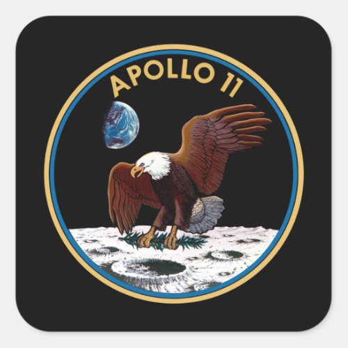 NASA Apollo 11 Moon Landing Lunar Patch Insignia Square Sticker