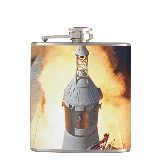 NASA Apollo 11 Moon Landing Rocket Launch Hip Flask (Front)