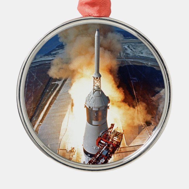 NASA Apollo 11 Moon Landing Rocket Launch Metal Ornament (Front)