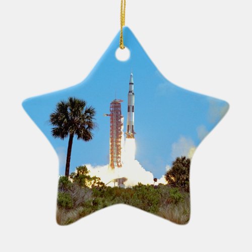 NASA Apollo 16 Saturn V Rocket Launch Ceramic Ornament