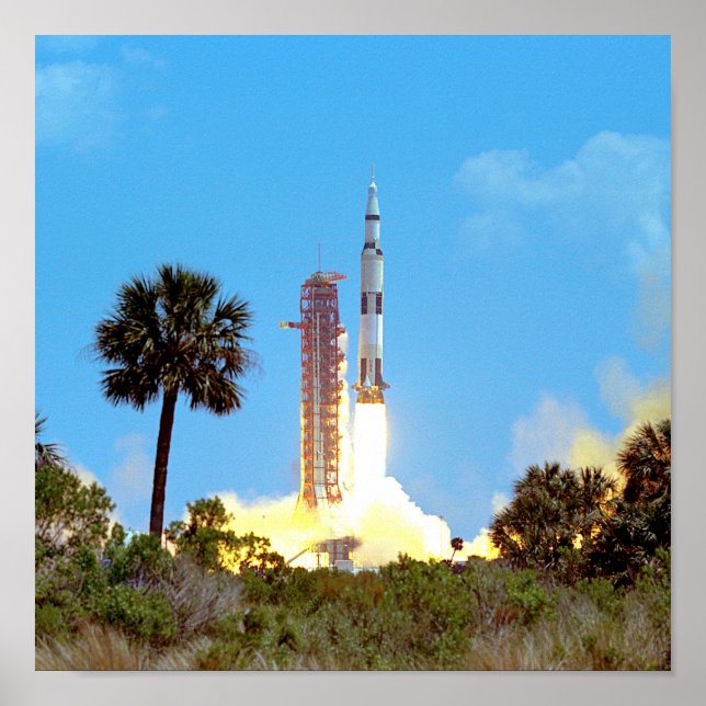 NASA Apollo 16 Saturn V Rocket Launch Poster (Front)
