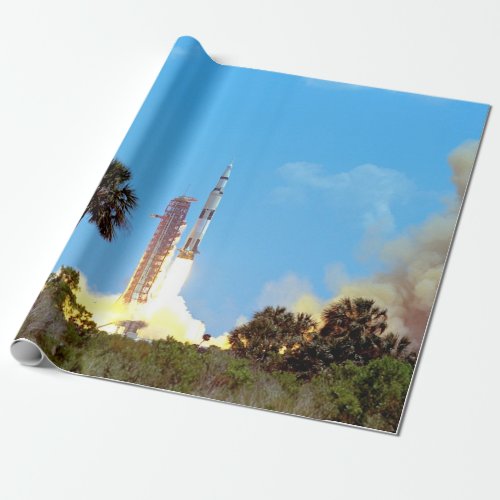 NASA Apollo 16 Saturn V Rocket Launch Wrapping Paper