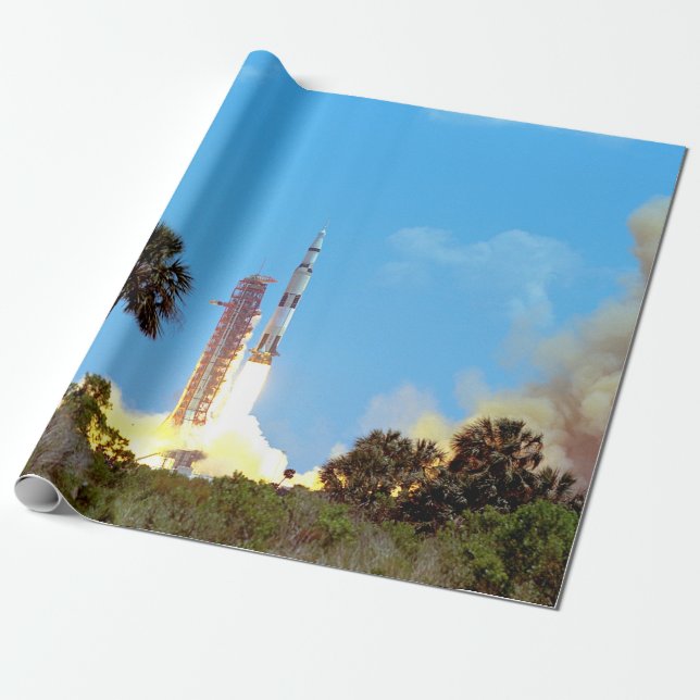 NASA Apollo 16 Saturn V Rocket Launch Wrapping Paper (Unrolled)