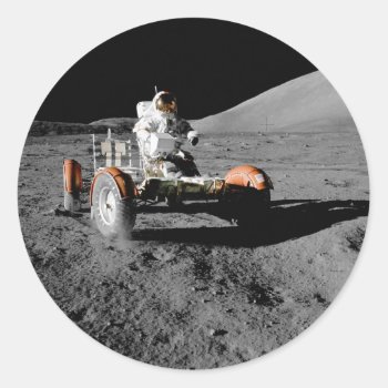 Nasa Apollo 17 Lunar Roving Vehicle Classic Round Sticker by allphotos at Zazzle