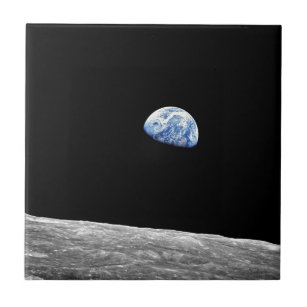 NASA Apollo 8 Earthrise Moon Lunar Orbit Photo Ceramic Tile
