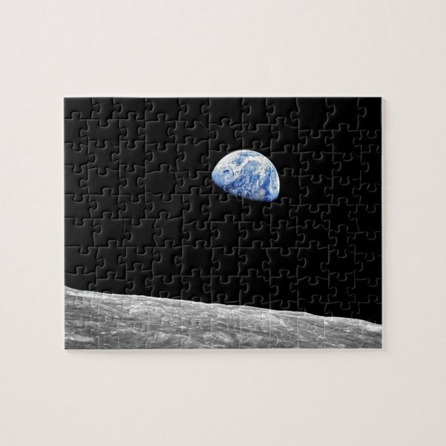 NASA Apollo 8 Earthrise Moon Lunar Orbit Photo Jigsaw Puzzle (Horizontal)