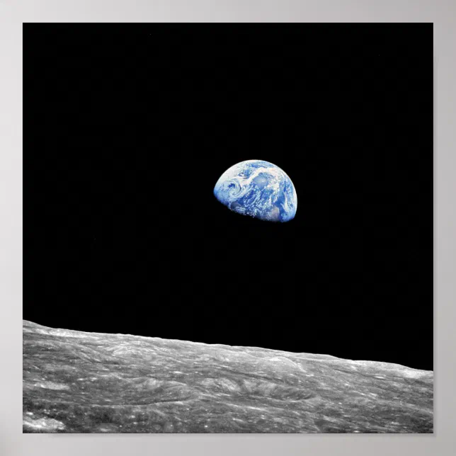 NASA Apollo 8 Earthrise Moon Lunar Orbit Photo Poster | Zazzle