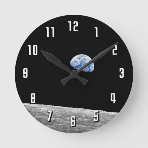 NASA Apollo 8 Earthrise Moon Lunar Orbit Photo Round Clock