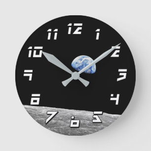 NASA Apollo 8 Earthrise Moon Lunar Orbit Photo Round Clock