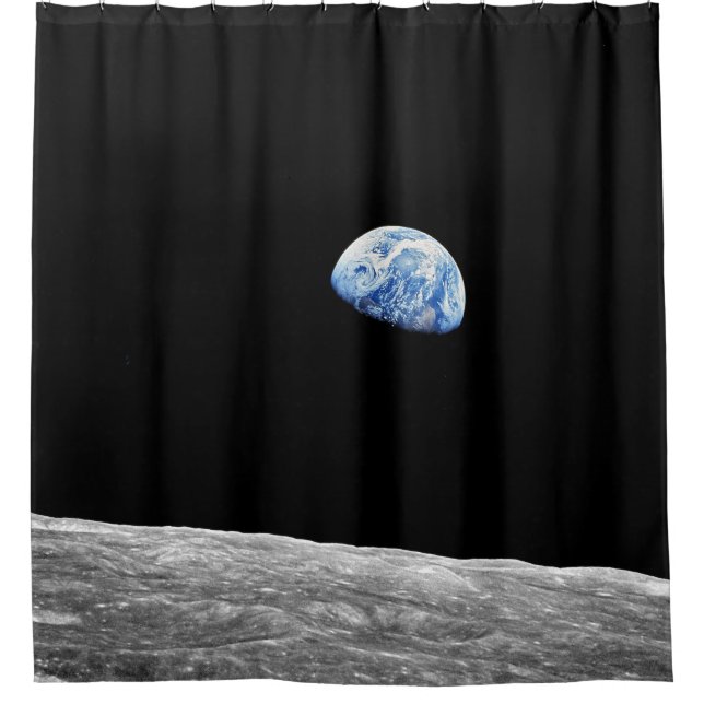 NASA Apollo 8 Earthrise Moon Lunar Orbit Photo Shower Curtain (Front)