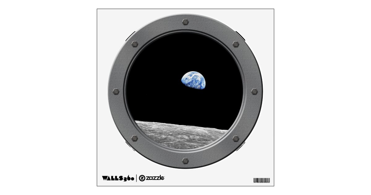 Nasa Apollo 8 Earthrise Moon Photo Porthole Window Wall Sticker Zazzle Com