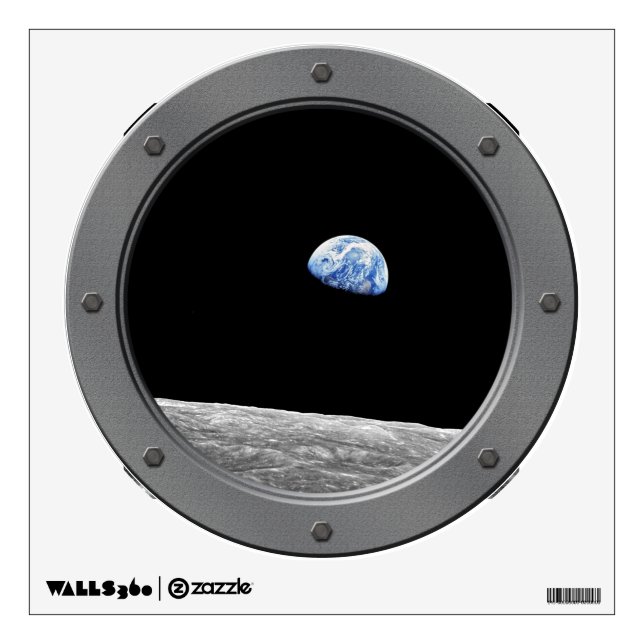 NASA Apollo 8 Earthrise Moon Photo Porthole Window Wall Sticker (Front)
