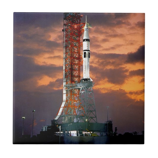 NASA Apollo Soyuz Launch Vehicle Sunrise Launchpad Ceramic Tile (Front)