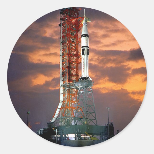NASA Apollo Soyuz Launch Vehicle Sunrise Launchpad Classic Round Sticker (Front)