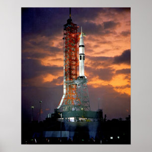 NASA Apollo Soyuz Launch Vehicle Sunrise Launchpad Poster