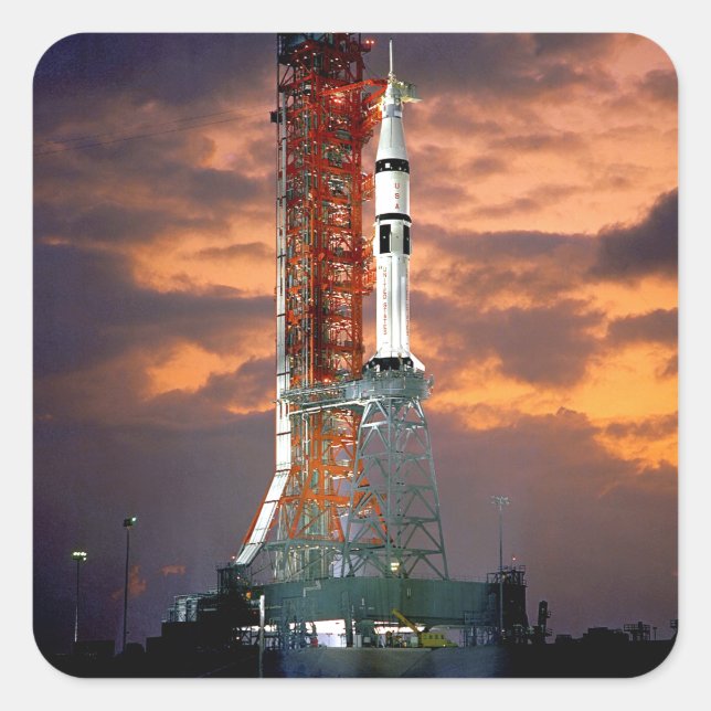 NASA Apollo Soyuz Launch Vehicle Sunrise Launchpad Square Sticker (Front)
