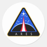 Pegatina Redonda Logotipo de la NASA Ares Rocket