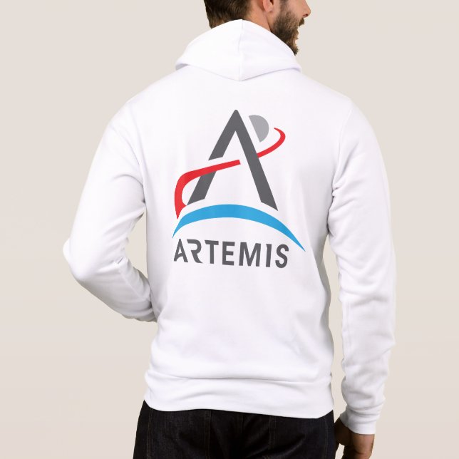 NASA Artemis Logo Full-Zip Rocket White Hoodie (Back)